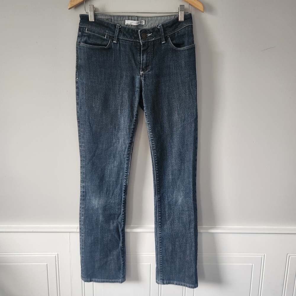 Zara Womens Straght Leg Blue Wash Jeans Size 6